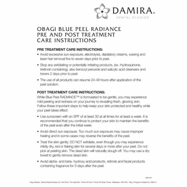DDS 018 Obagi Blue Peel Radiance Pre & Post Treatment Care
